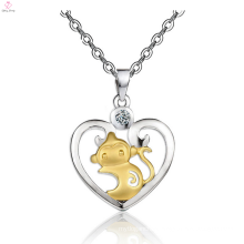 925 sterling silver heart 14k gold animal diamond pendants necklace